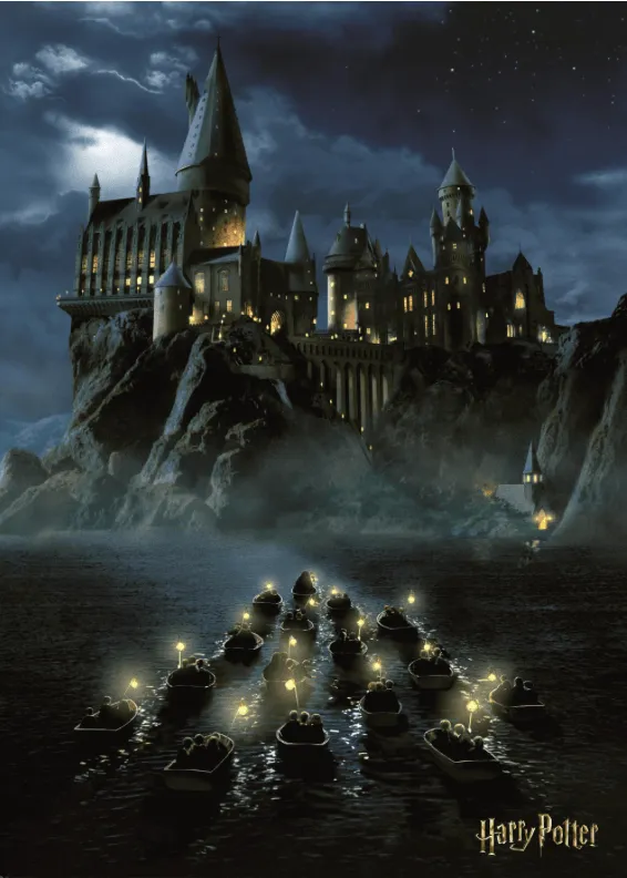 Hogwarts castle painting — night scene — reference